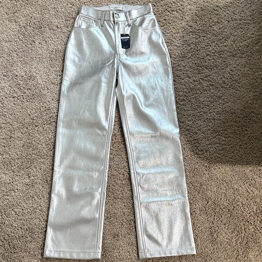 Abercrombie & Fitch Silver Metallic Pants
